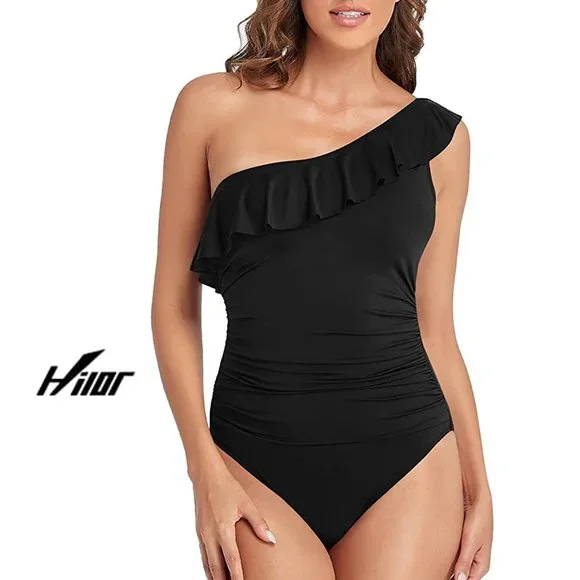 HILOR One Shoulder Asymmetric Ruffle Swimsuit   NEW WITH TAGS! - Picture 4 of 16